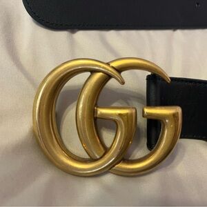 Authentic Gucci Black Belt with Gold GG Buckle *Worn 3 Times*